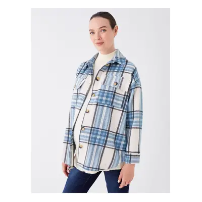 LC Waikiki Plaid Long Sleeve Maternity Lumberjack Shirt Jacket