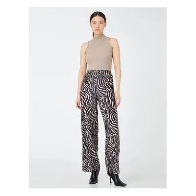 Koton Women's Black Patterned Trousers