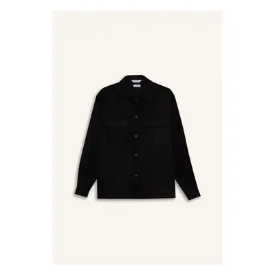 DEFACTO Relax Fit Lumberjack Basic Plain Long Sleeve Shirt Jacket