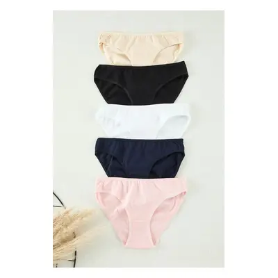 Trendyol Black-Multicolored 5-Pack Cotton Micro Classic Knitted Panties