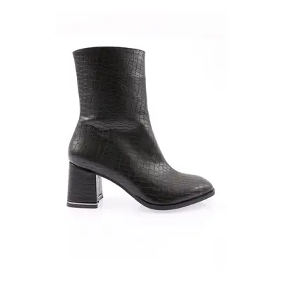 DGN Women's Heeled Boots Black Crocodile