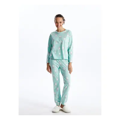 LC Waikiki Crew Neck Printed Long Sleeve Women's Pajama Set