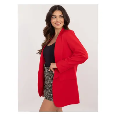 Red elegant blazer without fastening