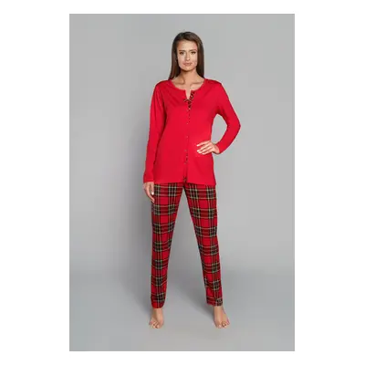 Zorza women's pyjamas - long sleeves, long legs - red/print