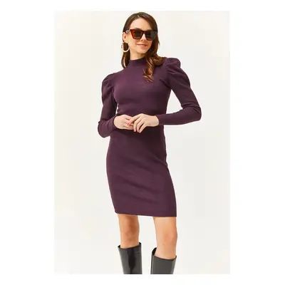 Olalook Women's Damson Half Turtleneck Princess Sleeve Raised Mini Dress