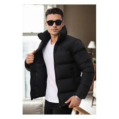 39833 Dewberry Mens Puffer Coat-BLACK