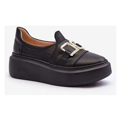 Lewski Shoes Női bőr platformcipő Black Lewski