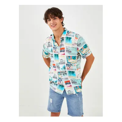 LC Waikiki Regular Fit Short Sleeve Patterned Viscose Men's Shirt