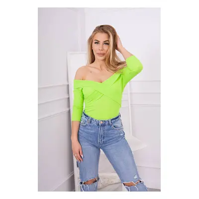 Green neon blouse with V-neck