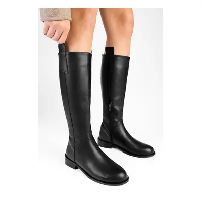 Shoeberry Women's Gox Black Skin Boots