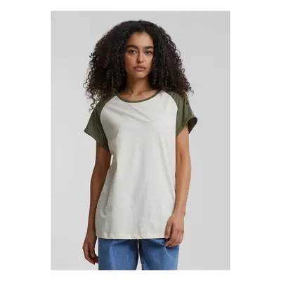 Women's T-shirt Contrast Raglan cream/olive