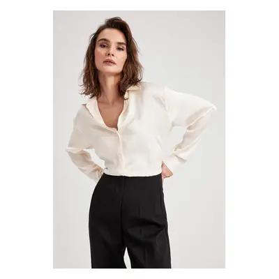 DEFACTO Regular Fit Basic Long Sleeve Satin Shirt