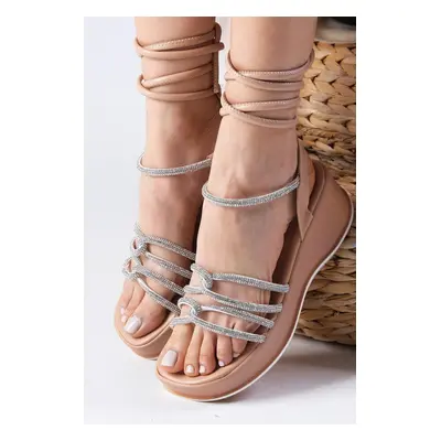 Mio Gusto Talisa Nude Colored Ankle Strap Women's Sandals