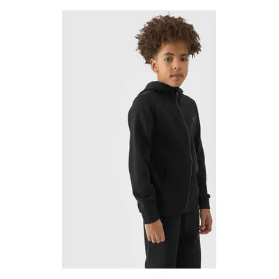 Boys' Sweatshirt Zipped Up Hoodie 4F - Black