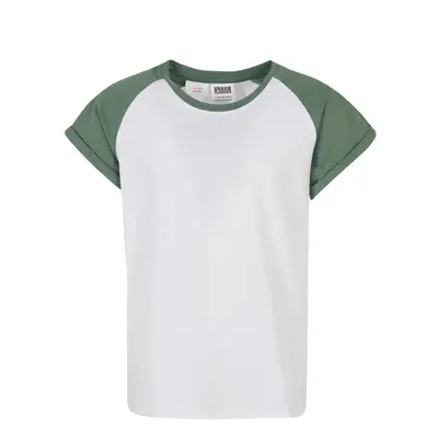 Girls' contrasting raglan t-shirt white/sage