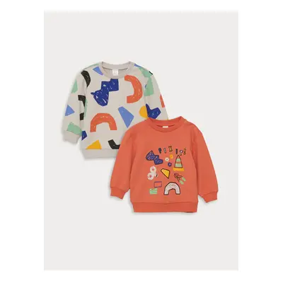 LC Waikiki Crew Neck Long Sleeve Printed Baby Boy Sweasthirt 2-Pack