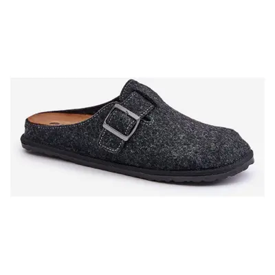 Comfortable men's slippers with Inblu buckle graphite