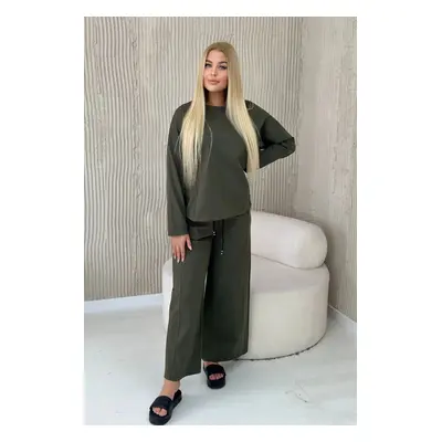 Punto Milano winter sweatshirt set + wide leg pants khaki