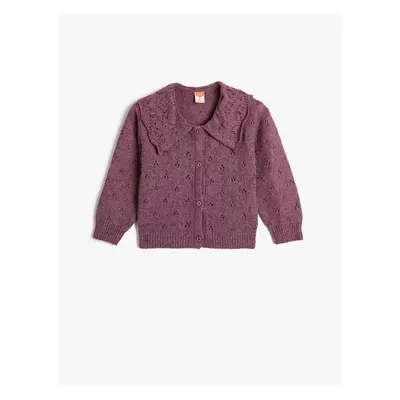 Koton Knit Cardigan Shirt Collar Button Closure