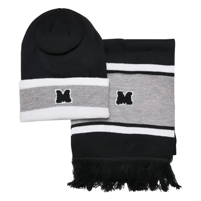 Package College Team Hat & Scarf Black/Heathergrey/White