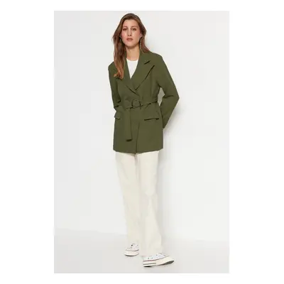 Trendyol Khaki Regular Lined Binding Detailed Woven Blazer Jacket