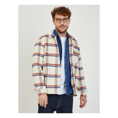 Cream Men's Plaid Shirt Blend - Men