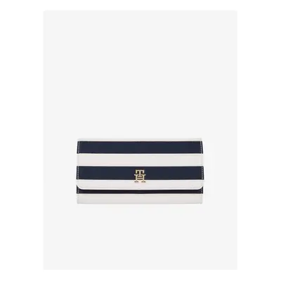 Blue and White Striped Women's Wallet Tommy Hilfiger Iconic LRG - Ladies