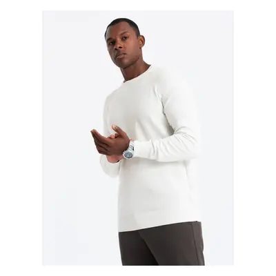 Ombre Men's raglan sweater with ribbed sleeves - white