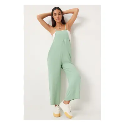 Happiness İstanbul Women's Green Pocketed Gardener Overalls