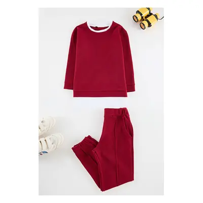 Trendyol Red Plain Knitted Bottom-Top Set