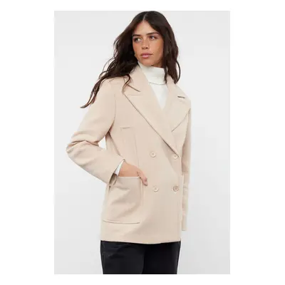 Trendyol Stone Regular Pocket Detailed Soft Texture Short Jacket Coat