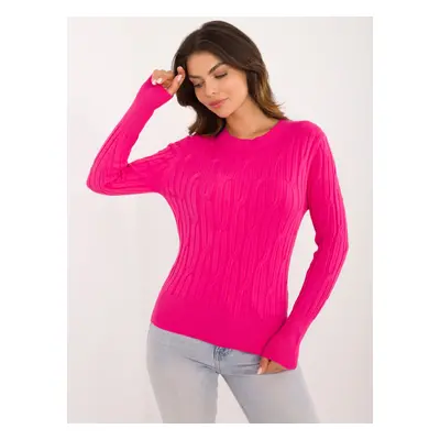 Fuchsia fitted sweater with patterns