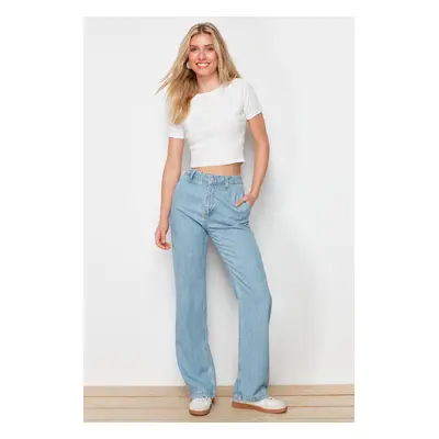 Trendyol Blue 100% Tencel™ Pocket Detailed High Waist Wide Leg Jeans