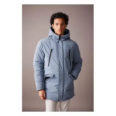 DEFACTO Water Repellent Hooded Zippered Double Pocket Coat Parka