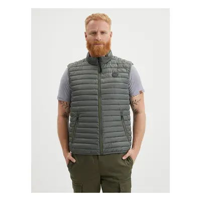 Khaki men's quilted vest LERROS - Men