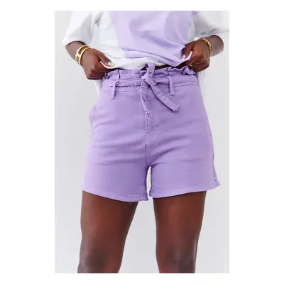 Purple short denim shorts