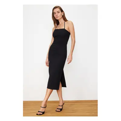 Trendyol Black Body-Fitting Slit Maxi Pencil Skirt Woven Dress