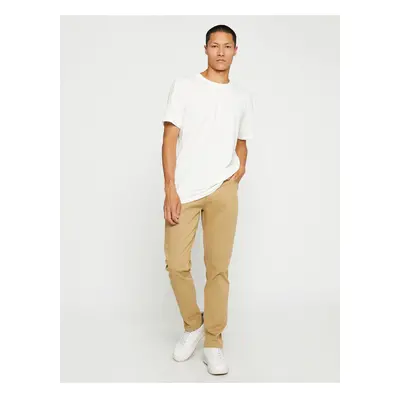 Koton Basic Gabardine Trousers Slim Fit Button Detailed