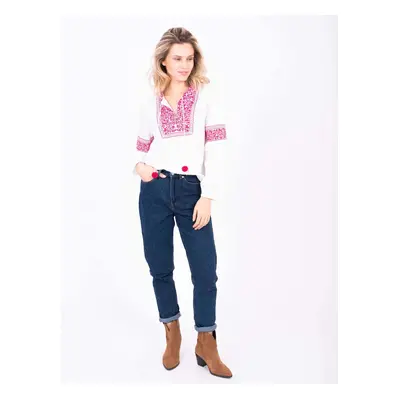 Pink and White Women's Loose Blouse Brakeburn - Women