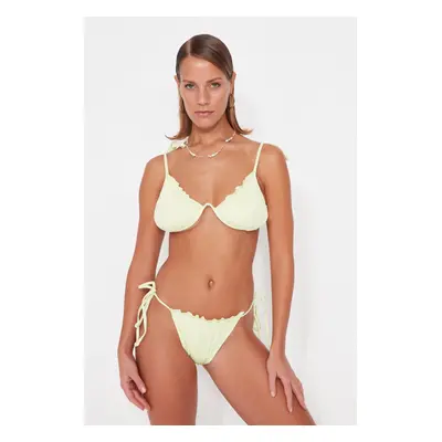 Trendyol zöld fodros normál lábú bikini alsó