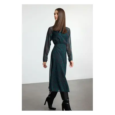 Trendyol Green Animal Midi Woven Dress