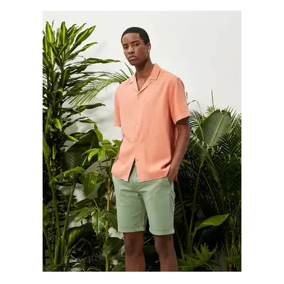 Koton Summer Shirt Short Sleeve Turn-down Collar Buttoned Cotton