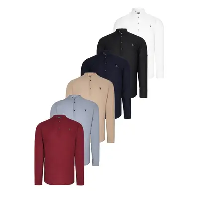 SET OF SIX G783 DEWBERRY JUDGE COLLAR SHIRT-BLACK-WHITE-NAVY-GREY-BEIGE-BURGUNDY