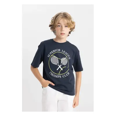 DEFACTO Boy's Oversize Fit Crew Neck Printed Short Sleeve T-Shirt