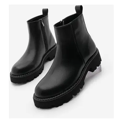 Marjin Women's Zippered Thick Sole Daily Boots Terrace Black.