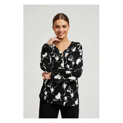 Women's shirt with floral print MOODO - black