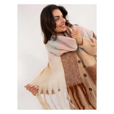 Light brown and beige thick winter scarf