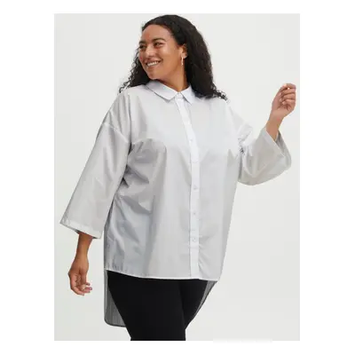 White Fransa Shirt with Extended Back - Women