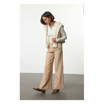 Trendyol Beige Wide Leg/Wide Leg Woven Trousers