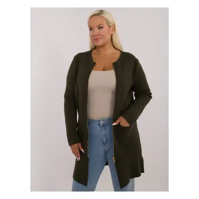 Khaki sweater plus size with closure